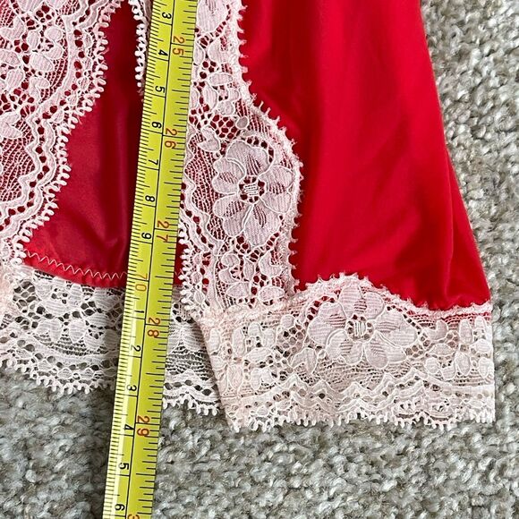 Victoria's Secret Red Padded Underwire 36C Babydoll Chemise Slip Dress Lace Trim - Picture 13 of 15